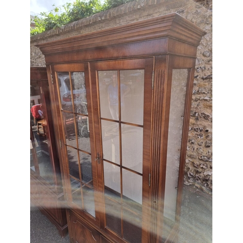 1740 - Two reproduction mahogany display cabinets, 183cm high x 94cm wide and 170.5cm high  x 94cm wide, ea... 