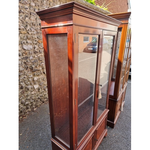 1740 - Two reproduction mahogany display cabinets, 183cm high x 94cm wide and 170.5cm high  x 94cm wide, ea... 