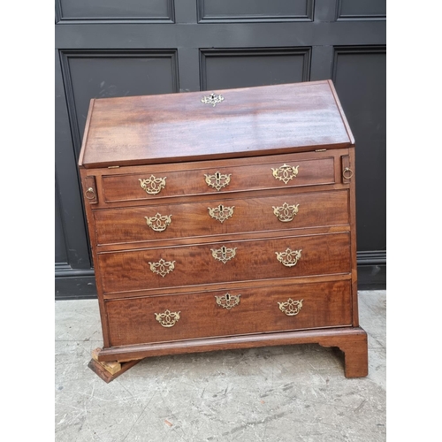 1752 - A Georgian mahogany bureau, 93cm wide x 110cm high, (a.f.).