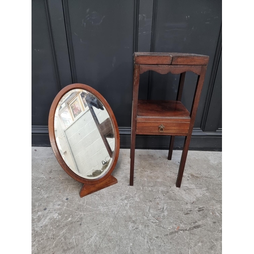 1753 - A George III mahogany shaving stand, 82cm high x 34cm wide, together with a large Edwardian mahogany... 