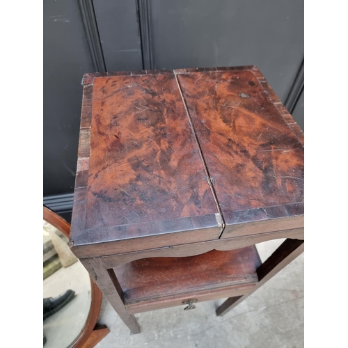 1753 - A George III mahogany shaving stand, 82cm high x 34cm wide, together with a large Edwardian mahogany... 