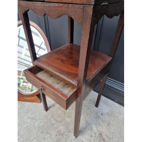 1753 - A George III mahogany shaving stand, 82cm high x 34cm wide, together with a large Edwardian mahogany... 