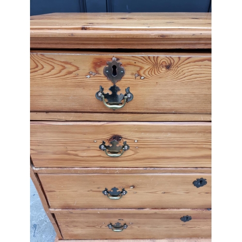 1755 - An old pine chest of drawers, 100cm wide x 87cm high.