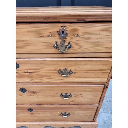 1755 - An old pine chest of drawers, 100cm wide x 87cm high.