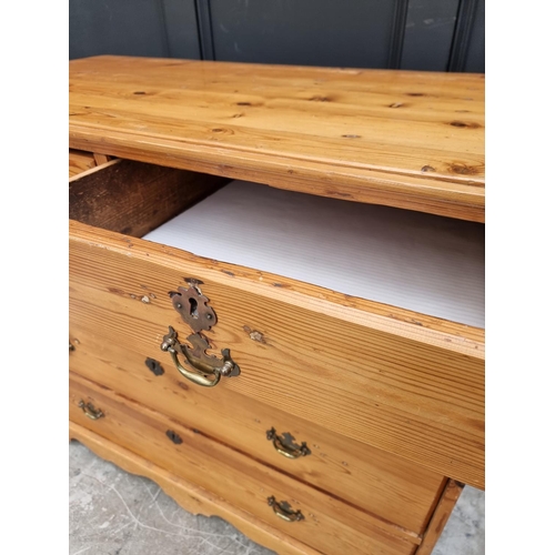 1755 - An old pine chest of drawers, 100cm wide x 87cm high.