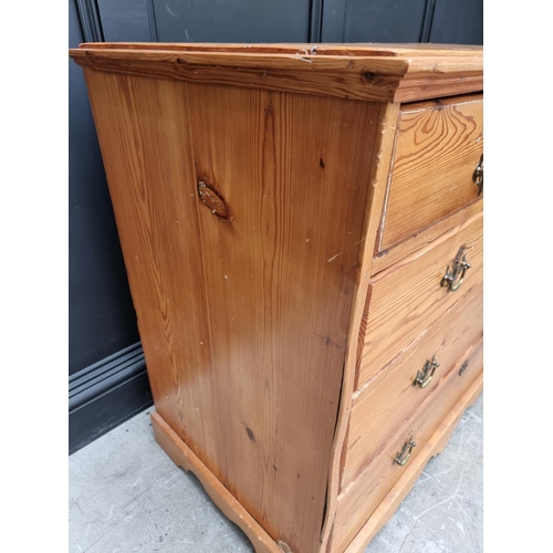 1755 - An old pine chest of drawers, 100cm wide x 87cm high.