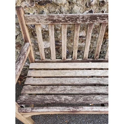 1760 - A teak garden bench, 122cm wide.