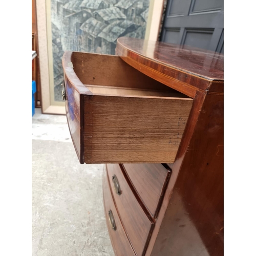 1762 - An early 19th century mahogany and line inlaid bowfront chest of drawers, 106cm wide. ... 