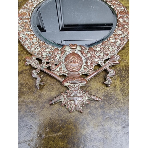 1668 - An interesting pair of antique French bronze wall mirrors, 31 x 20cm.