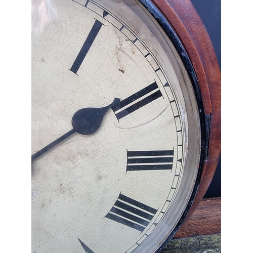 1688 - A Victorian mahogany fusee wall clock, with 12in painted dial, (lacking pendulum). ... 