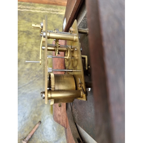 1689 - An oak wall clock, with 11 3/4in painted dial, and pendulum.