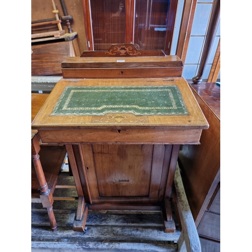 1758 - A Victorian walnut and inlaid Davenport desk, 52.5cm wide.