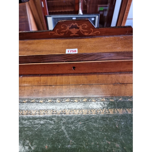 1758 - A Victorian walnut and inlaid Davenport desk, 52.5cm wide.