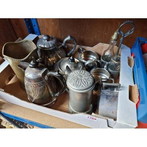 1769 - A mixed group of silver plate and other metalware. (2 boxes)