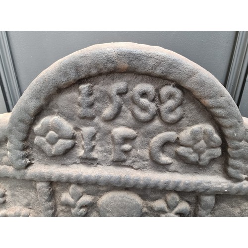 1351 - An antique cast iron 'Armada' fireback, dated 1588 and initialled IFC, 67 x 75cm. ... 