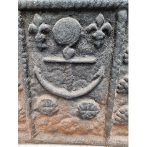 1351 - An antique cast iron 'Armada' fireback, dated 1588 and initialled IFC, 67 x 75cm. ... 