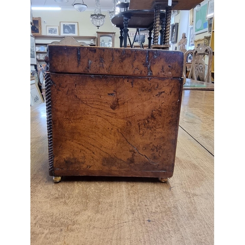 1129 - A very unusual late 18th century walnut and inlaid bowfront workbox, possibly Irish, the interior wi... 