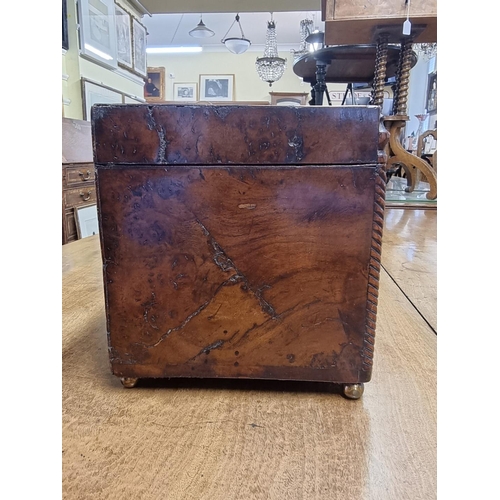 1129 - A very unusual late 18th century walnut and inlaid bowfront workbox, possibly Irish, the interior wi... 