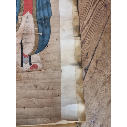 1730 - Chinese School, an extremely large watercolour scroll, 70cm x 675cm; together with another watercolo... 