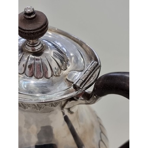 30A - A Victorian silver tea pot, by Martin hall & Co., London 1880, 20cm high, gross weight 504g.... 