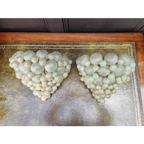 1667 - A pair of vintage Italian glass novelty grape form wall lights, 33cm wide.