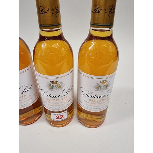 22 - Six 37.5cl bottles of Chateau Liot, 1999, Sauternes. (6)