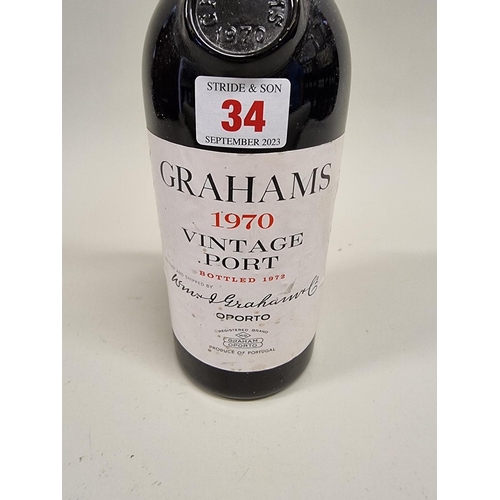 34 - A bottle of Graham's 1970 Vintage Port, bottled 1972.