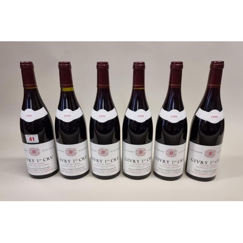 41 - Six 75cl bottles of Givry 1er Cru Clos Choue, 1999, Chofflet-Valdenaire. (6)