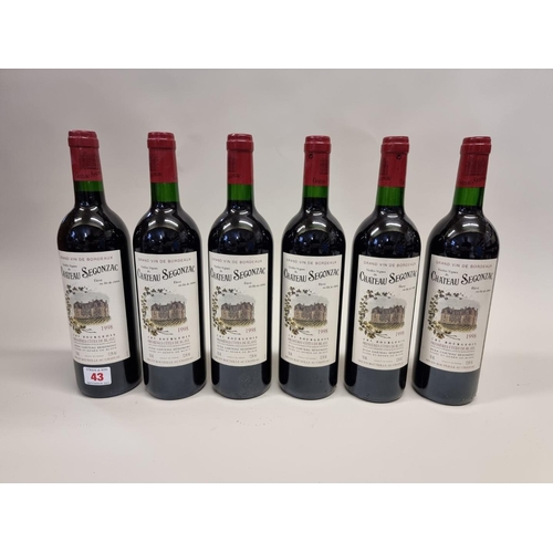 43 - Six 75cl bottles of Chateau Segonzac Vieilles Vignes, 1998, Cotes de Blaye. (6)... 