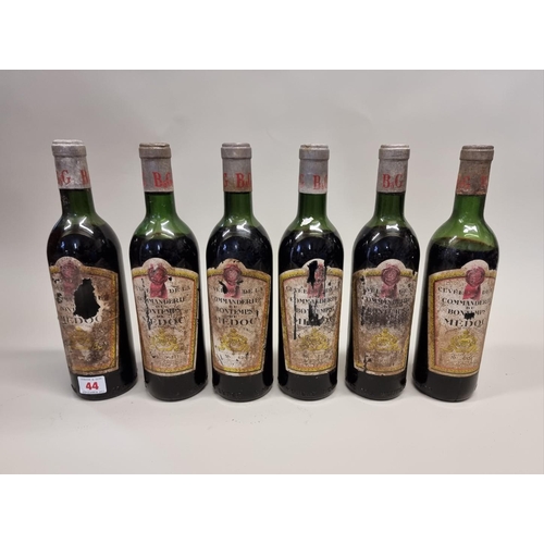 44 - Six 75cl bottles of Cuvee de la Commanderie du Bontemps, 1961, Barton & Guestier. (6)... 