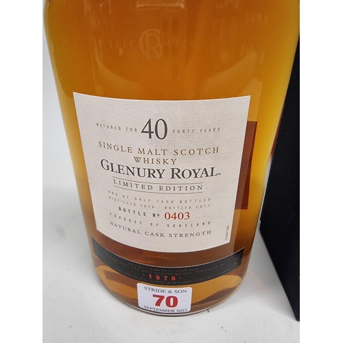 70 - A 70cl Limited Edition bottle of Glenury Royal 40 Year Old 1970 Whisky, 59.4% abc, bottle no. 0403, ... 