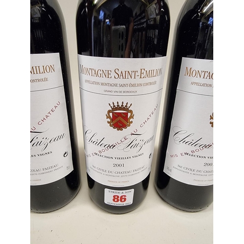 86 - Six 75cl bottles of Chateau Faizeau Vieilles Vignes, 2001, Montagne St Emilion. (6)... 