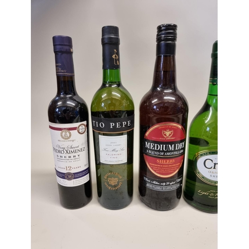 98 - Seven bottles of Sherry, to include two 50cl bottles of Pedro Jiminez 12 year old, (seal on one brok... 