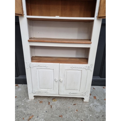 1007 - A white painted oak side cabinet, 97.5cm wide.