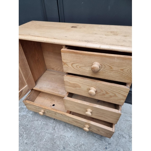 1012 - A small pine chest, 85cm high x 73cm wide.