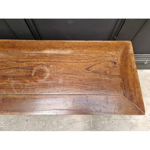 1036 - An antique Chinese hardwood alter style table, 133.5cm wide, (probably reduced in height).... 