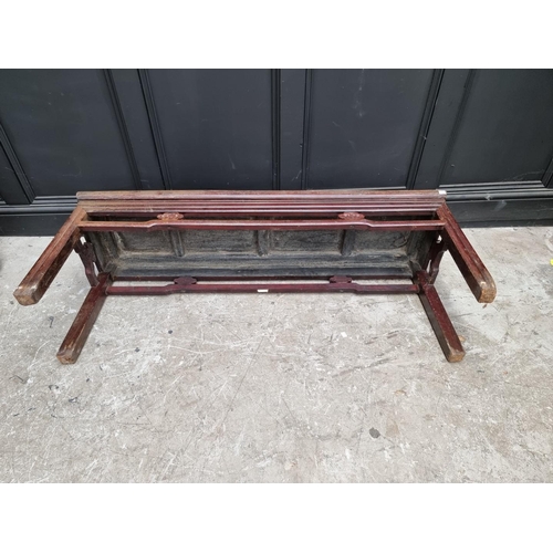 1036 - An antique Chinese hardwood alter style table, 133.5cm wide, (probably reduced in height).... 