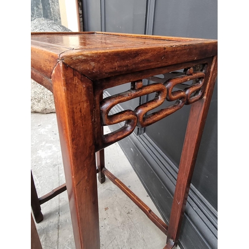 1039 - A nest of three antique Chinese hardwood occasional tables, largest 37.5cm wide.   ... 