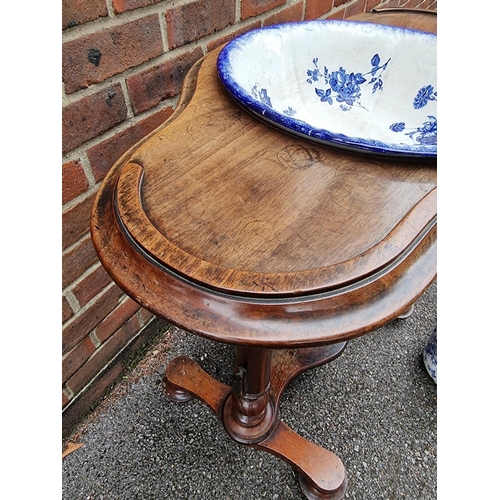 1061 - A Victorian mahogany washstand, with blue & white pottery jug and basin, 88cm wide.... 