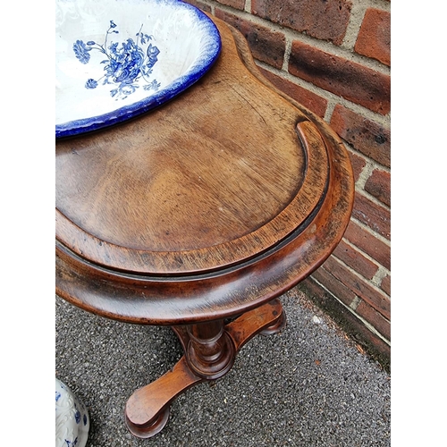 1061 - A Victorian mahogany washstand, with blue & white pottery jug and basin, 88cm wide.... 