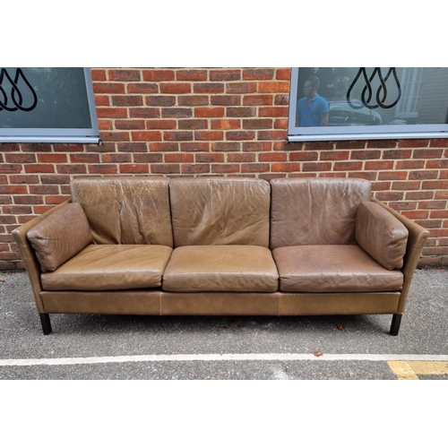 1085 - A 1970s Danish leather sofa, by Georg Thams, 220cm wide.