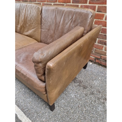 1085 - A 1970s Danish leather sofa, by Georg Thams, 220cm wide.