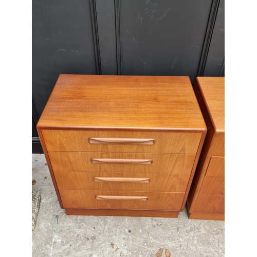 1096 - A pair of G-Plan teak chest of drawers, 71cm wide, (s.d.); together with a similar circular stool. (... 