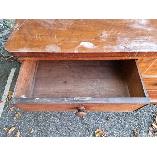 1097 - A Victorian mahogany and marble top chest, 117.5cm wide. 