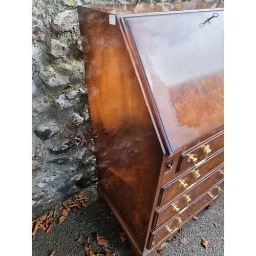 1099 - A small reproduction walnut bureau, 53cm wide; together with a Victorian mahogany bedside cupboard, ... 