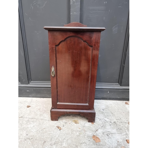 1099 - A small reproduction walnut bureau, 53cm wide; together with a Victorian mahogany bedside cupboard, ... 