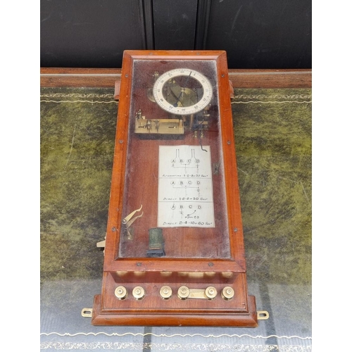 1139 - An antique mahogany cased laboratory timer, 54.5cm high, (no pendulum).