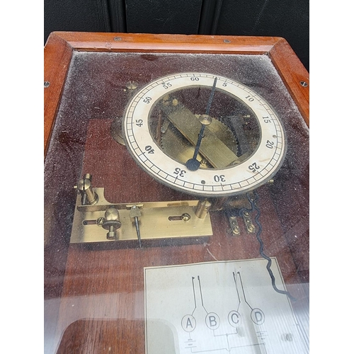 1139 - An antique mahogany cased laboratory timer, 54.5cm high, (no pendulum).