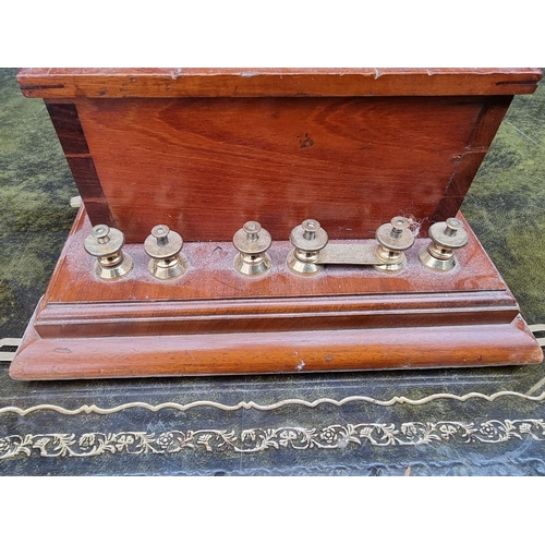 1139 - An antique mahogany cased laboratory timer, 54.5cm high, (no pendulum).