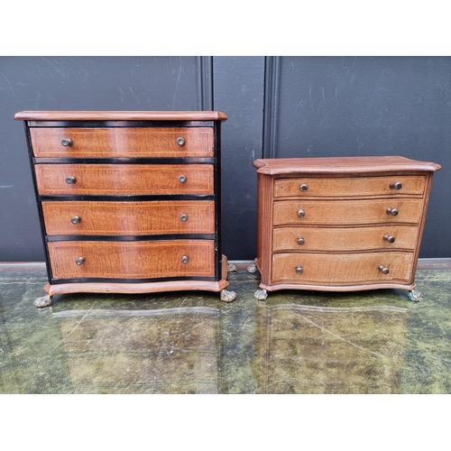 1166 - An early 20th century mahogany, line inlaid and satinwood crossbanded chest of drawers, 20cm high x ... 